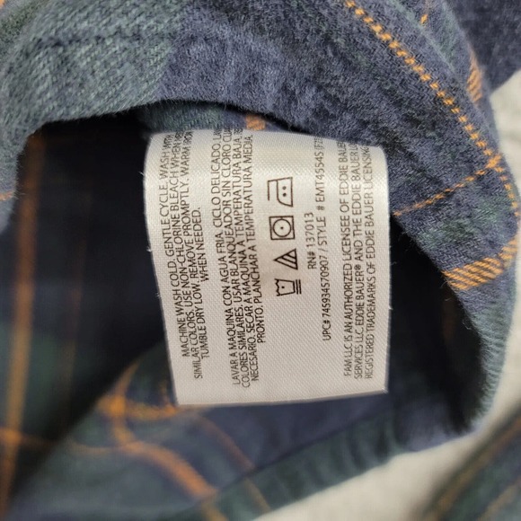Eddie Bauer Shirt Mens XL Green Flannel Outdoors Medium Weight Casual Campcore - Picture 8 of 14